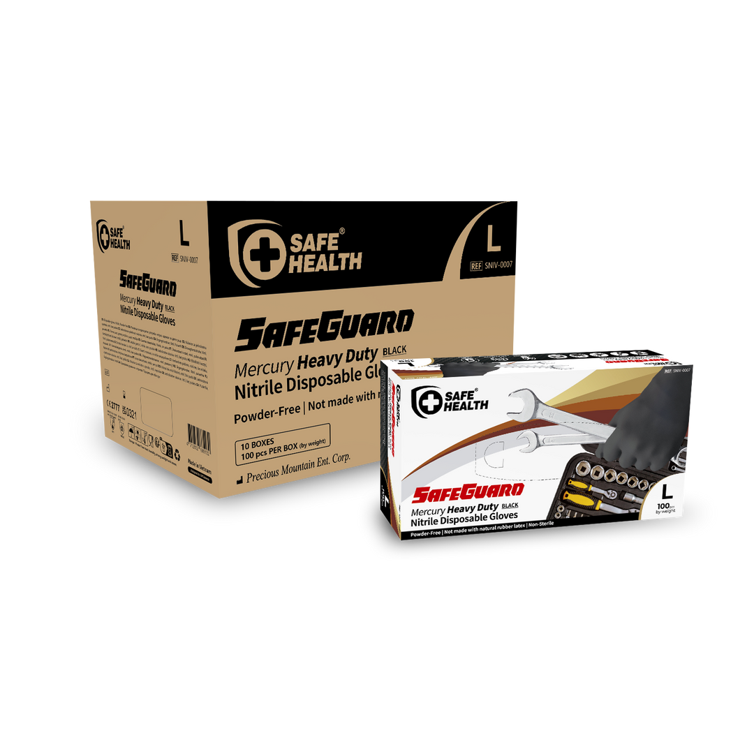 Safehealth 6.0g Black Heavy Duty Nitrile Gloves (10x100)