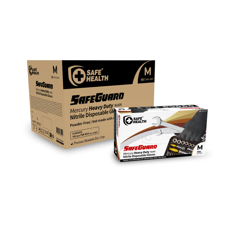 Safehealth 6.0g Black Heavy Duty Nitrile Gloves (10x100)