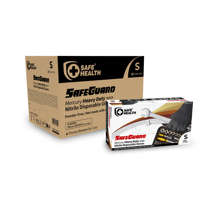 Safehealth 6.0g Black Heavy Duty Nitrile Gloves (10x100)
