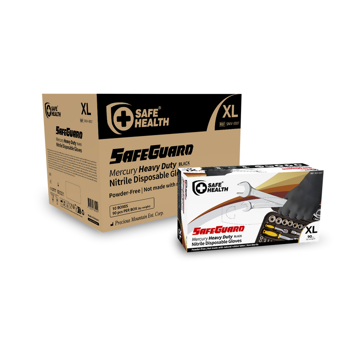 Safehealth 6.0g Black Heavy Duty Nitrile Gloves (10x100)